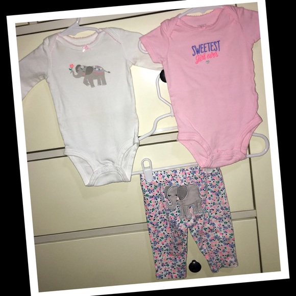 Carter's Other - •Carters baby girl 3pc. Matching outfit set🐘EUC🐘